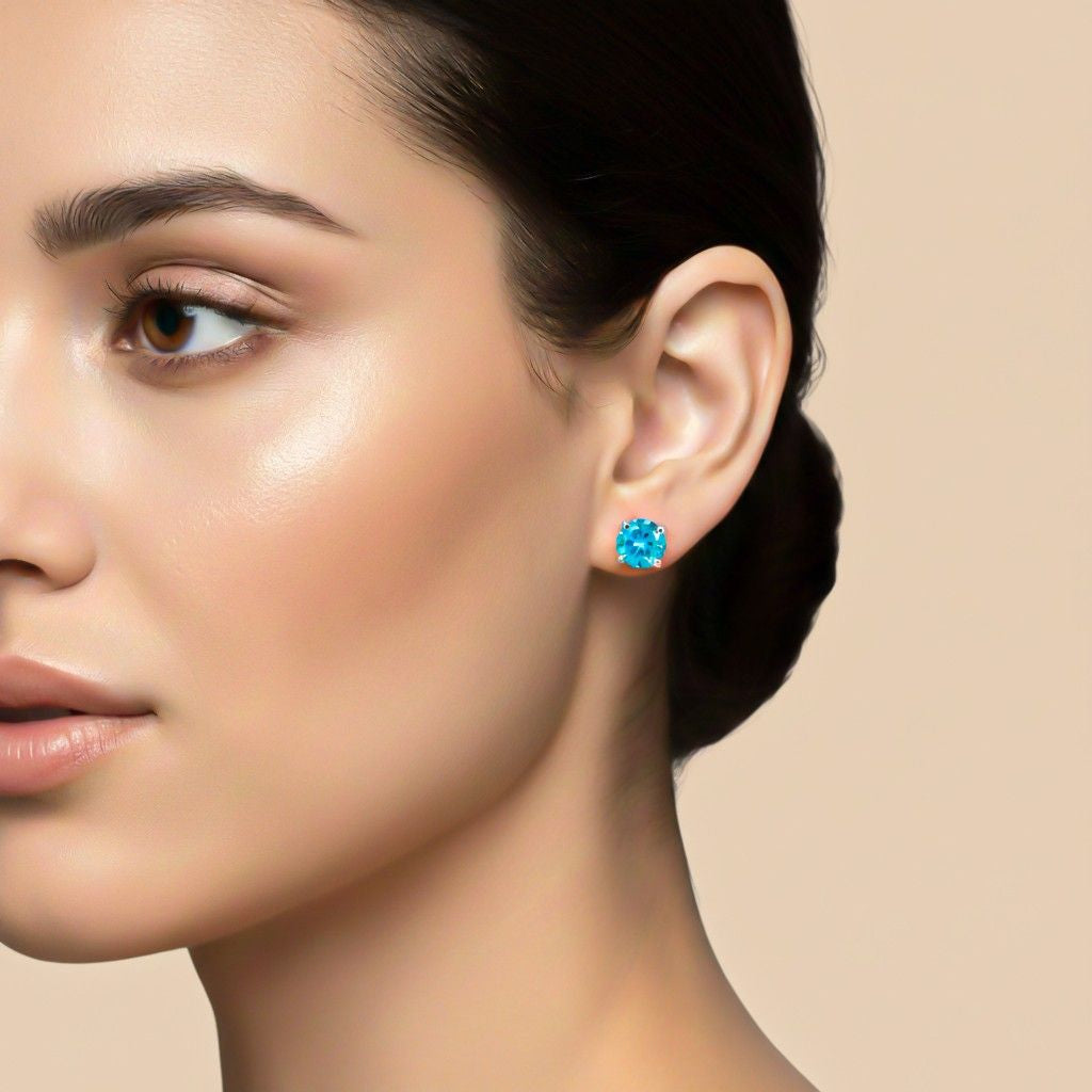 Silver Topaz Bold Stud Earrings