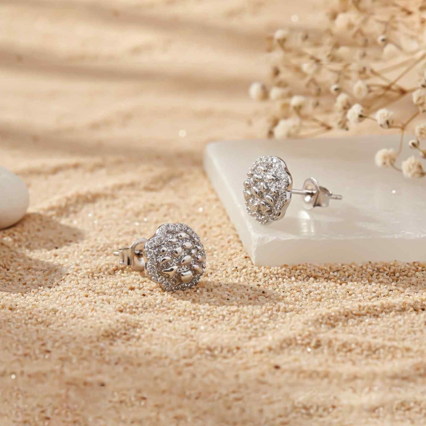 Silver Unisex Nuggets Stud Earrings
