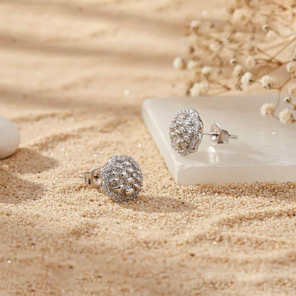 Silver Unisex Nuggets Stud Earrings