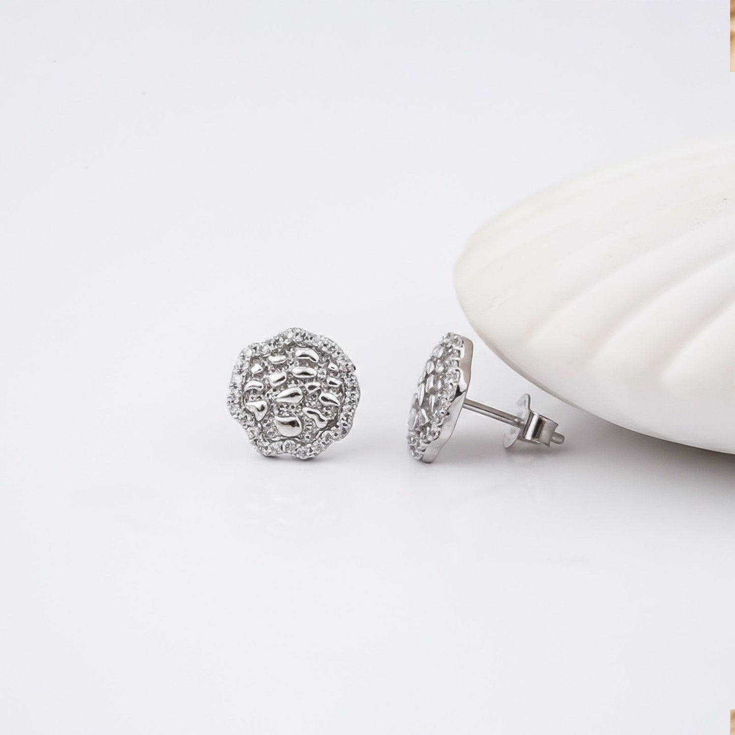 Silver Unisex Nuggets Stud Earrings