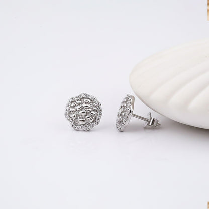 Silver Unisex Nuggets Stud Earrings