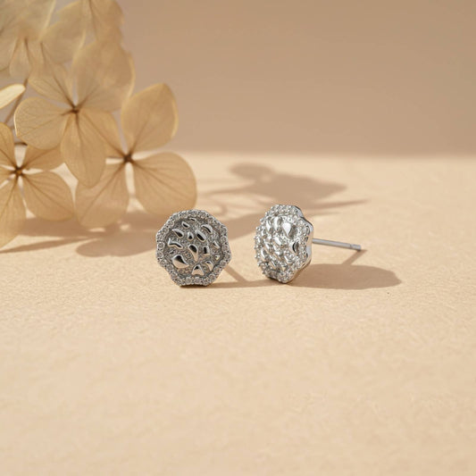 Silver Unisex Nuggets Stud Earrings