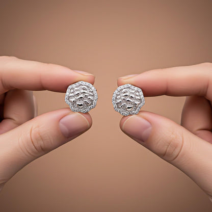 Silver Unisex Nuggets Stud Earrings