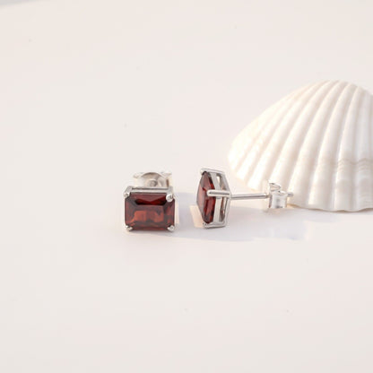 Silver Zircon Garnet Sunshine Stud