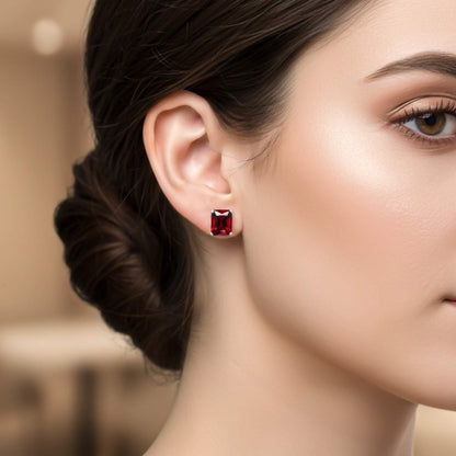 Silver Zircon Garnet Sunshine Stud