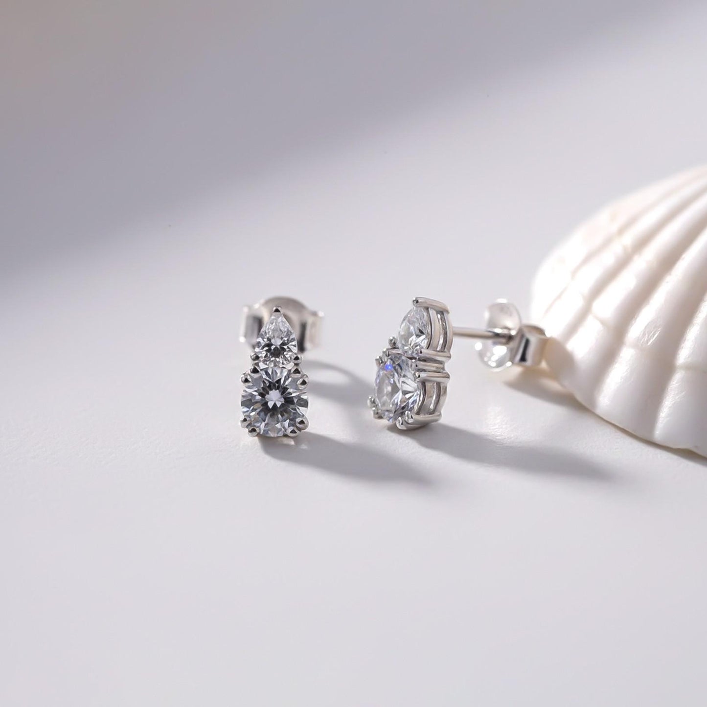Silver Zircon Drizzle Stud Earrings