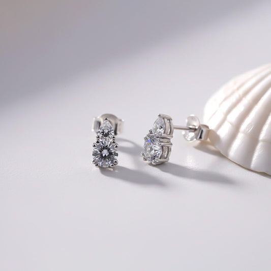 Silver Zircon Drizzle Stud Earrings