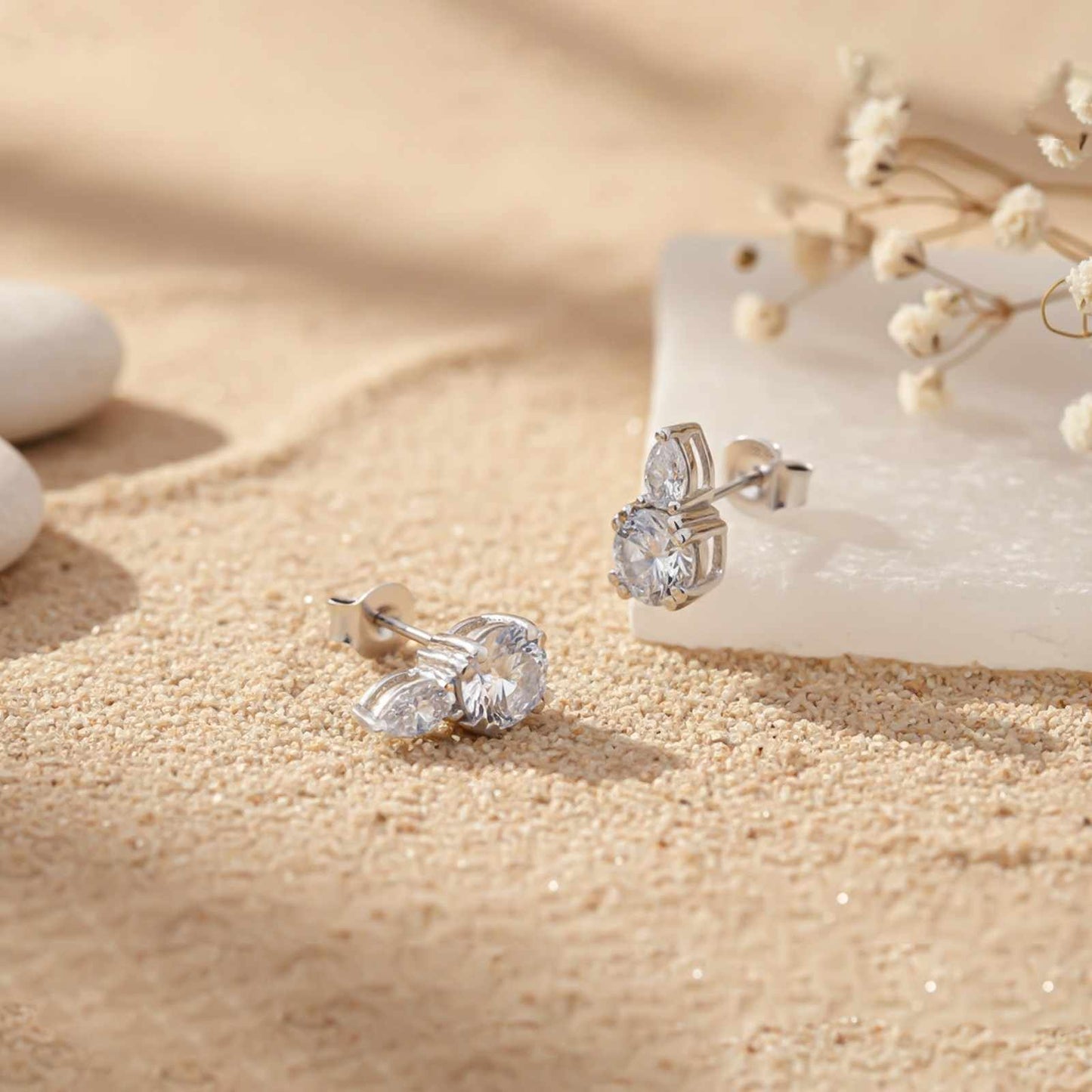 Silver Zircon Drizzle Stud Earrings