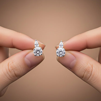 Silver Zircon Drizzle Stud Earrings