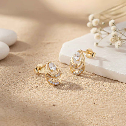 Golden Blossom Sparkly Stud Earrings