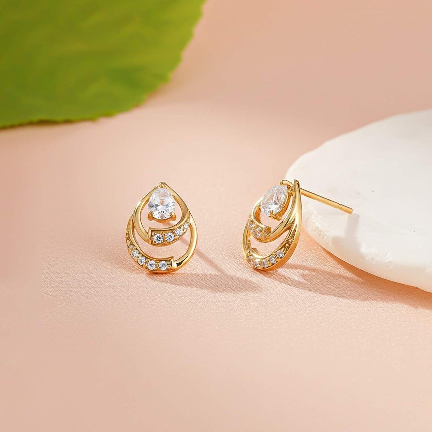 Golden Blossom Sparkly Stud Earrings