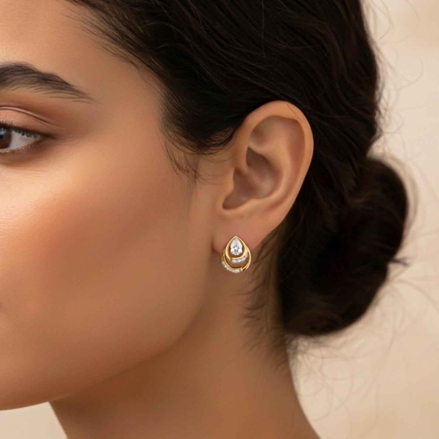 Golden Blossom Sparkly Stud Earrings