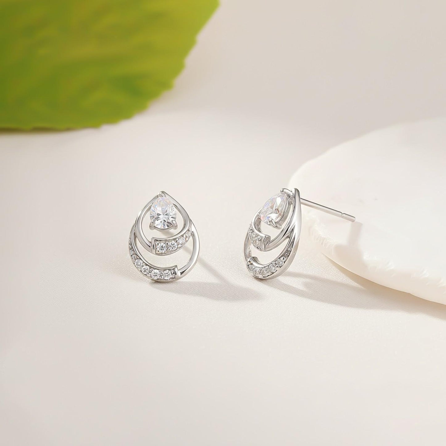 Silver Blossom Sparkly Stud Earrings
