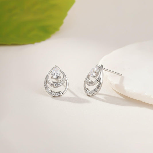 Silver Blossom Sparkly Stud Earrings