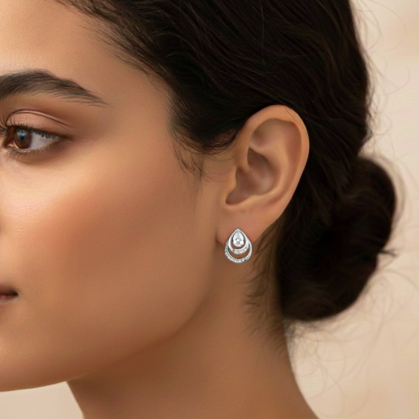 Silver Blossom Sparkly Stud Earrings