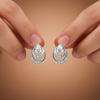 Silver Blossom Sparkly Stud Earrings