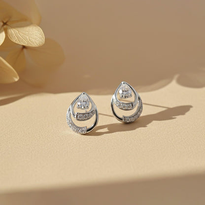Silver Blossom Sparkly Stud Earrings