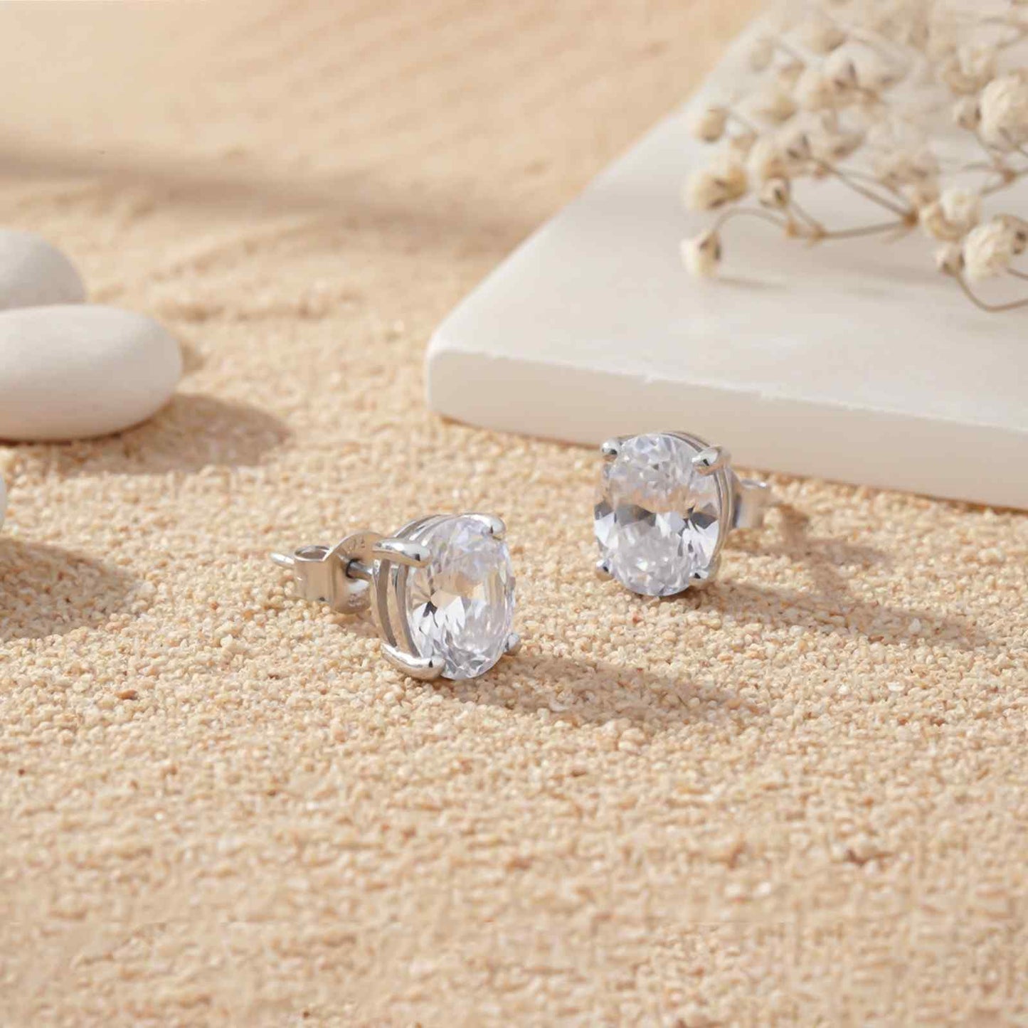 Silver Zircon Classic Stud Earrings