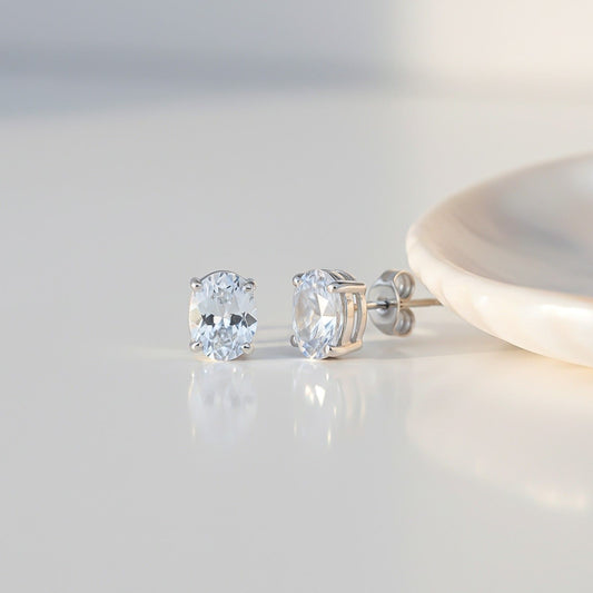 Silver Zircon Classic Stud Earrings