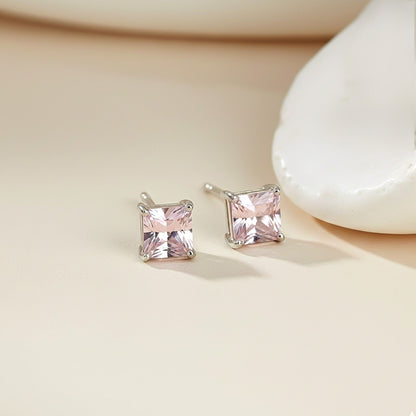 Silver Sapphire Charm Solitaire Studs