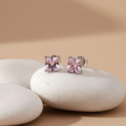Silver Sapphire Charm Solitaire Studs