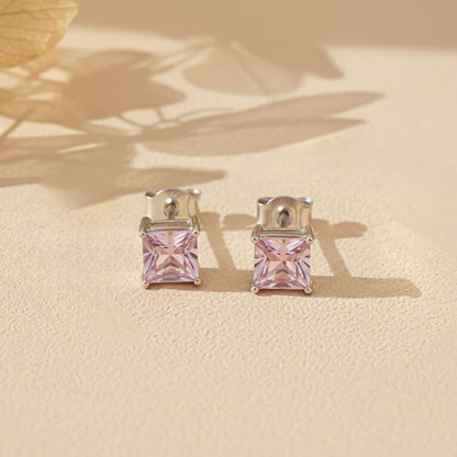 Silver Sapphire Charm Solitaire Studs