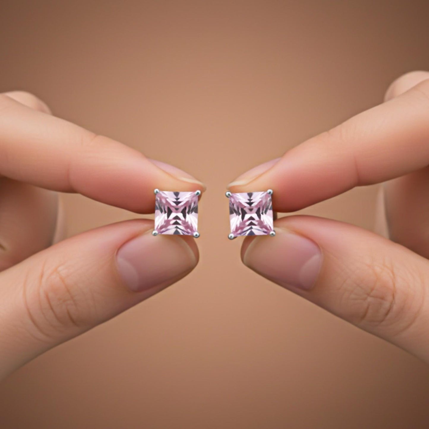 Silver Sapphire Charm Solitaire Studs