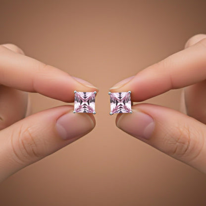 Silver Sapphire Charm Solitaire Studs