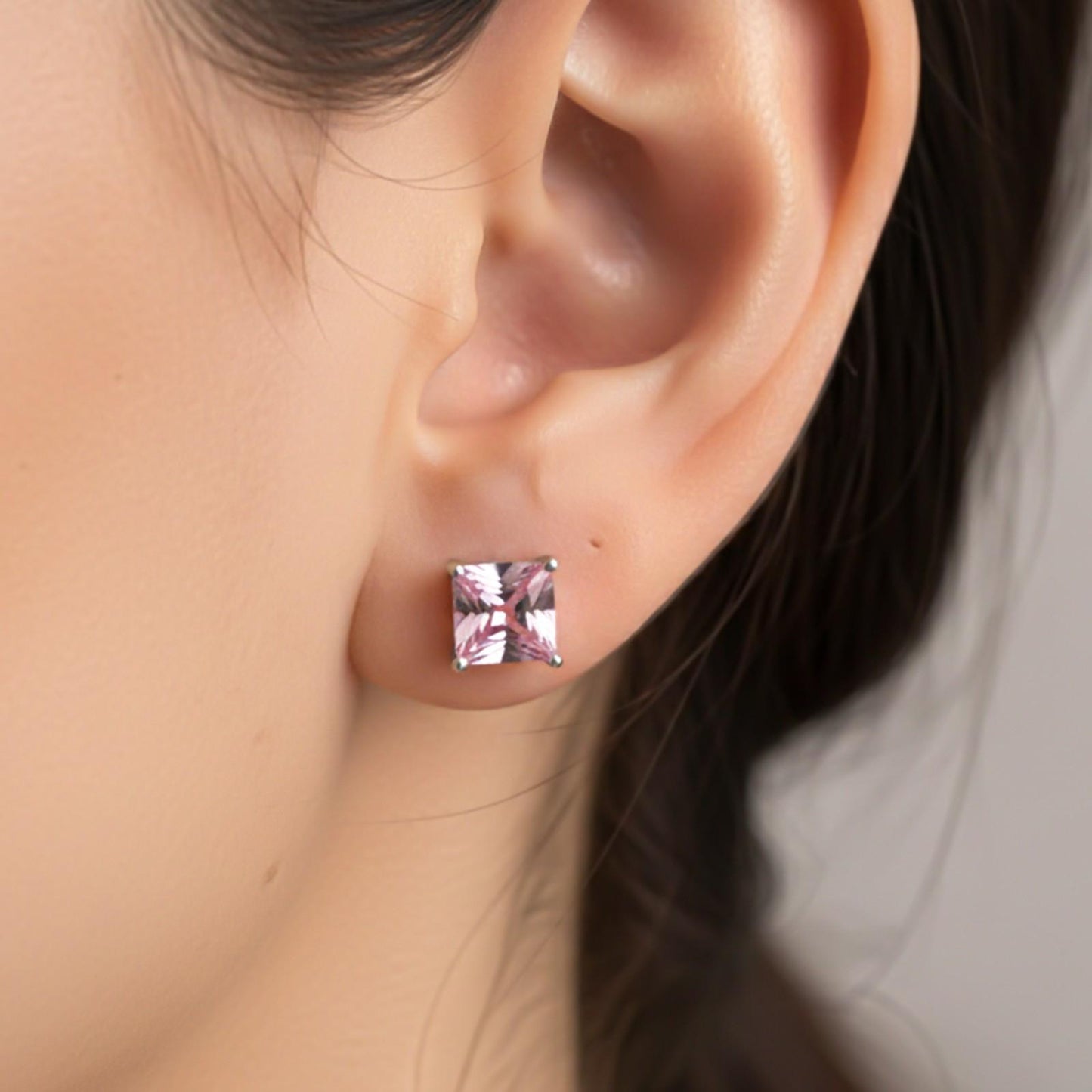 Silver Sapphire Charm Solitaire Studs