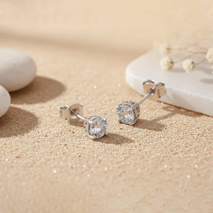 Silver Zircon Mini Stud Earrings