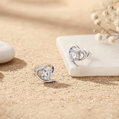 Silver Zircon Small Heart Studs