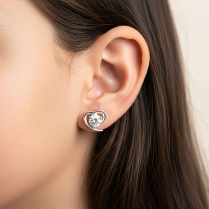 Silver Zircon Small Heart Studs