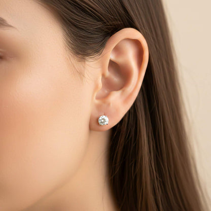 Silver Zircon Solitaire Dainty Studs