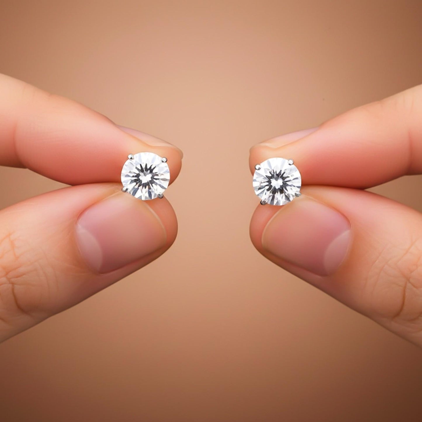 Silver Zircon Solitaire Dainty Studs