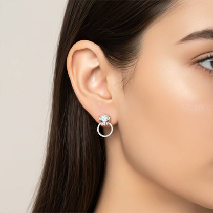 Silver Panther Face Shape Hoop Earring