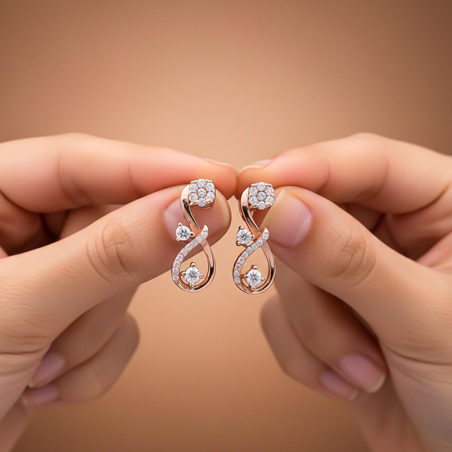 Rose Gold Infinity Stud Earring
