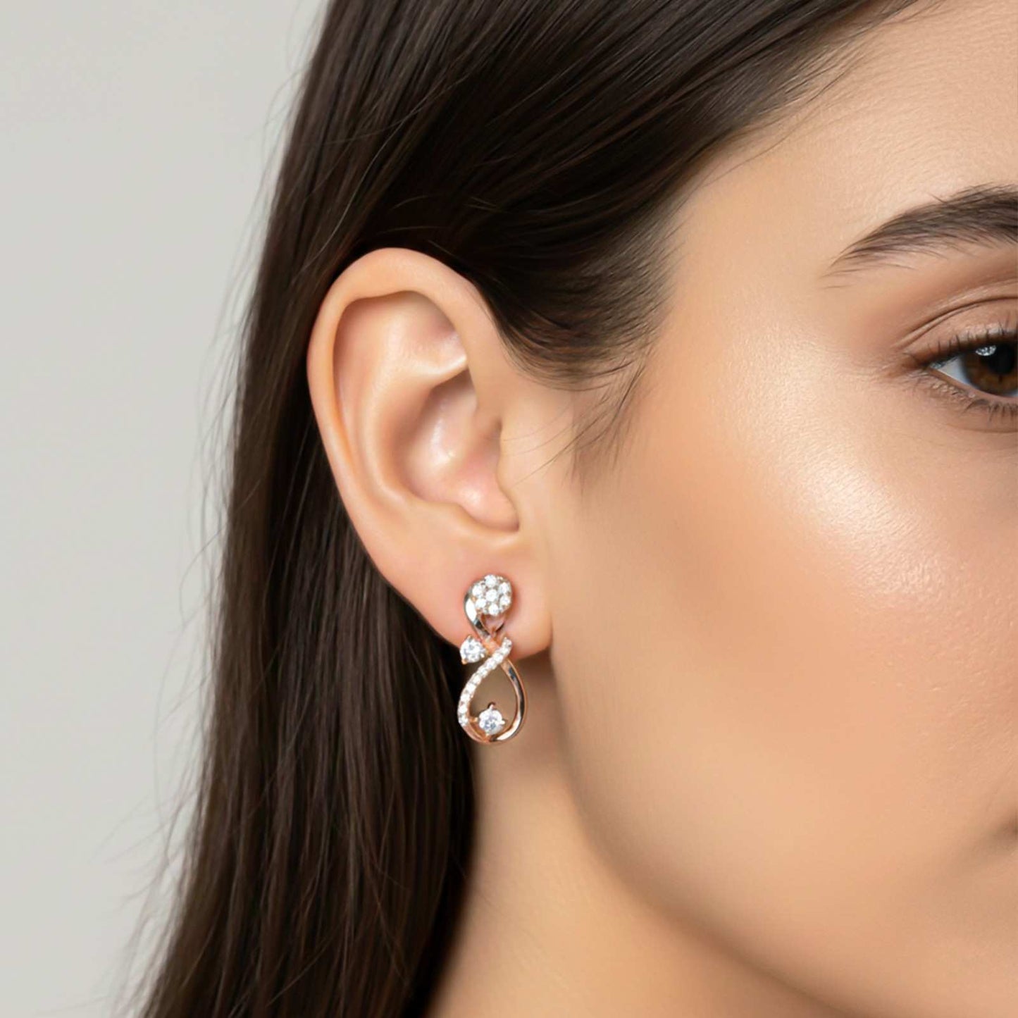Rose Gold Infinity Stud Earring