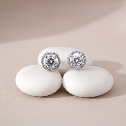 Sterling Silver Halo Stud Earrings
