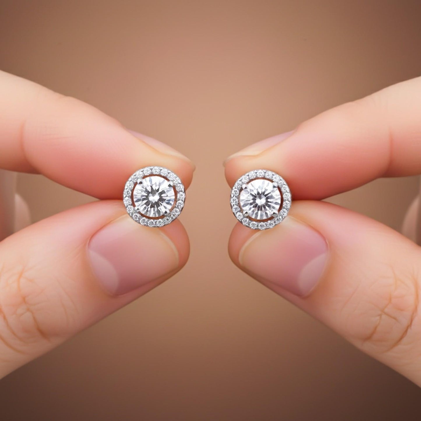 Sterling Silver Halo Stud Earrings