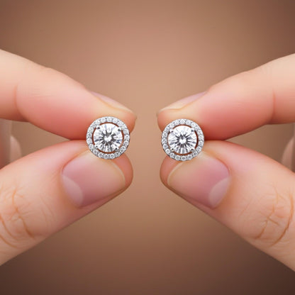 Sterling Silver Halo Stud Earrings