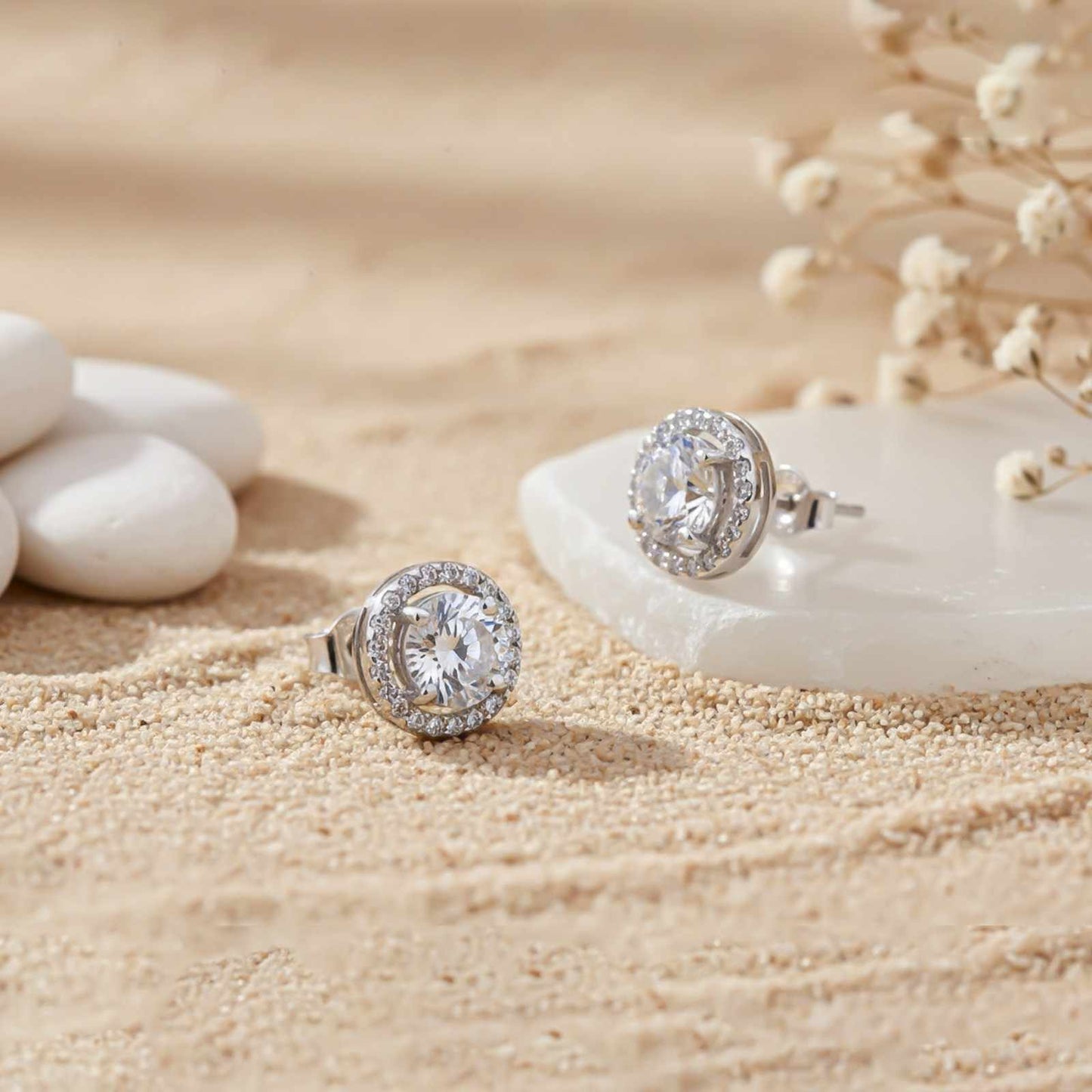 Sterling Silver Halo Stud Earrings