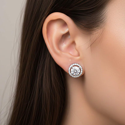 Sterling Silver Halo Stud Earrings
