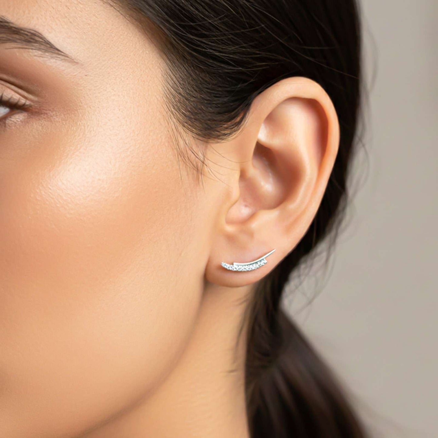 Silver Climber Clip Earrings