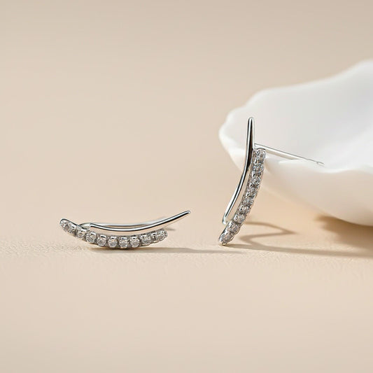 Silver Climber Clip Earrings