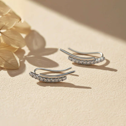 Silver Climber Clip Earrings
