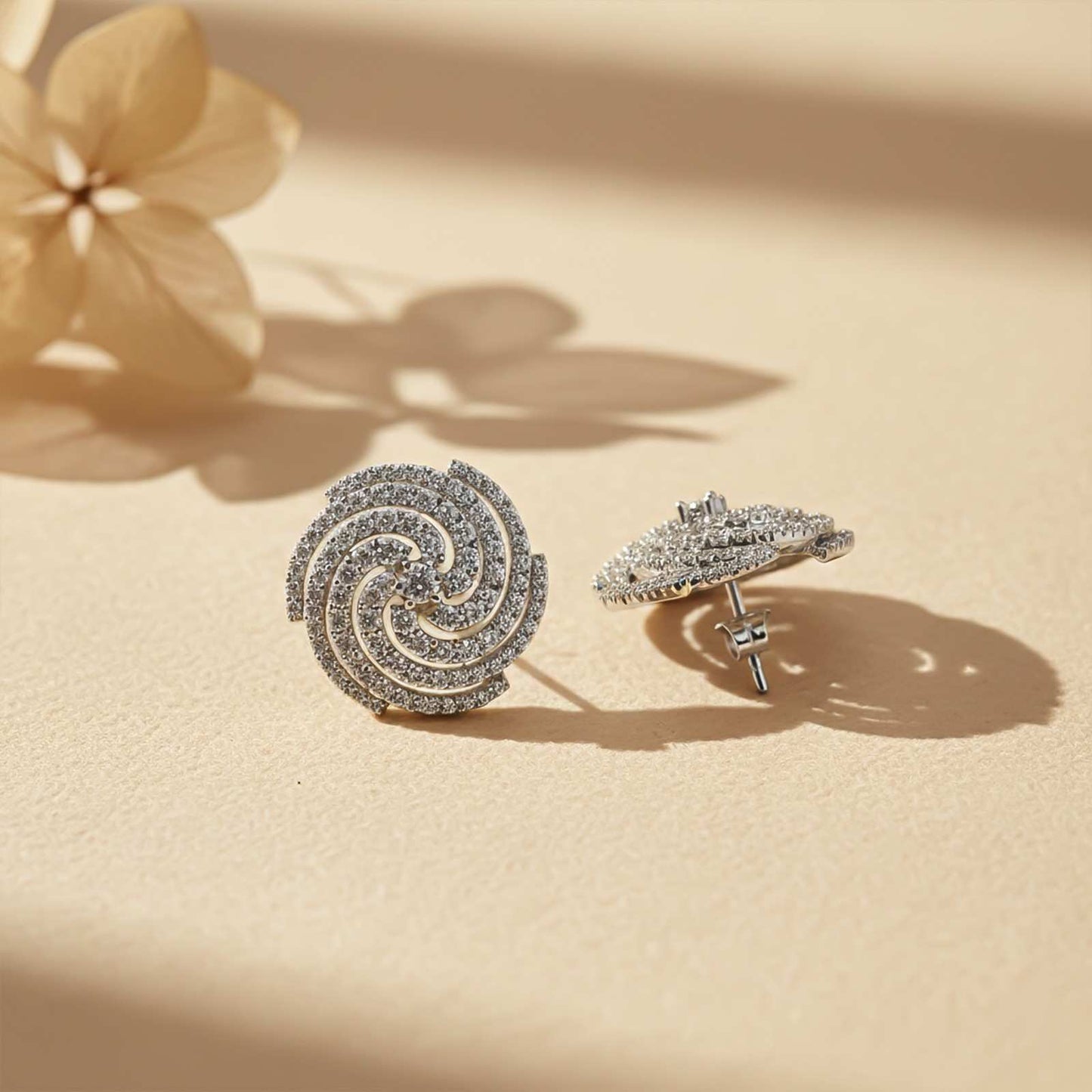 Silver Spiral Stud Earrings