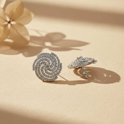 Silver Spiral Stud Earrings