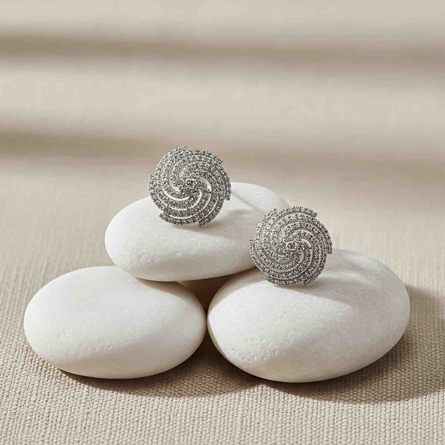 Silver Spiral Stud Earrings
