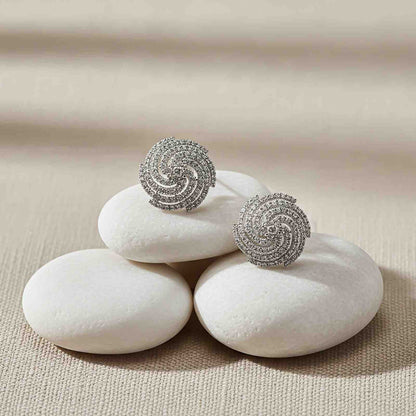 Silver Spiral Stud Earrings