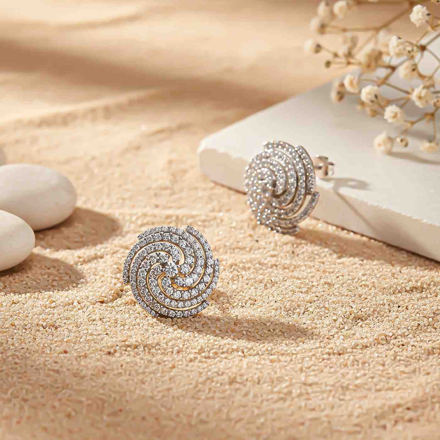 Silver Spiral Stud Earrings